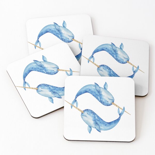 Item preview, Blue Narwhal Duo – Whimsical Ocean Art designed and sold by Rutvain.