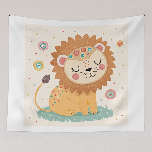 Item preview, Whimsical Patterned Lion Print | Colorful Kids & Playroom Wall Art  designed and sold by asliberry.