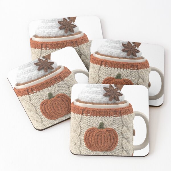 Item preview, Autumn Pumpkin Spice Latte Mug - Cozy Knitted Coffee Sleeve designed and sold by TANKLI.