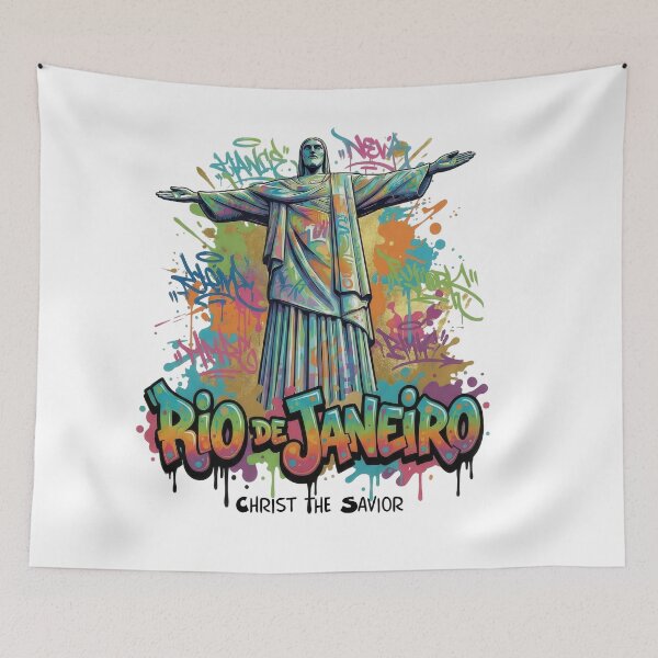 Item preview, Christ the Redeemer - Guardian over Rio – Rio de Janeiro, Brazil - Vibrant Graffiti Design designed and sold by Earth Celebration Designs.