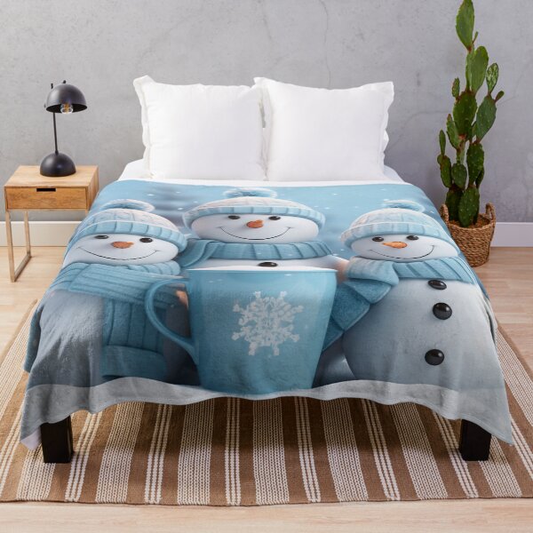 Artikelvorschau, Niedliches Weihnachtsschneemann-Design – Gemütliche Winterschneemann-Familie | Festliche Heimdekoration entworfen und verkauft von BearBrushDesign.