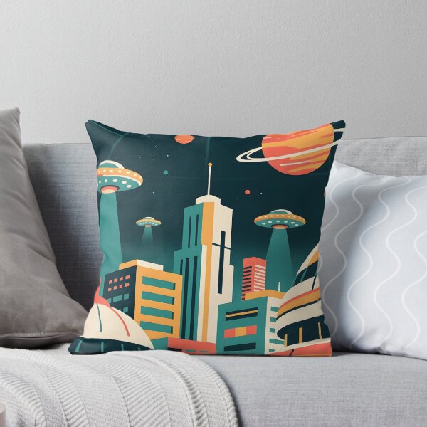 Item preview, Retro Futuristic UFO Cityscape designed and sold by Ambient Mind Design.