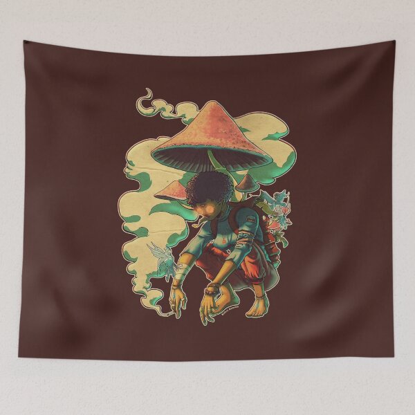 Item preview, Mushroom Spirit Traveler – Surreal Fantasy Illustration designed and sold by RafarteAntunes.