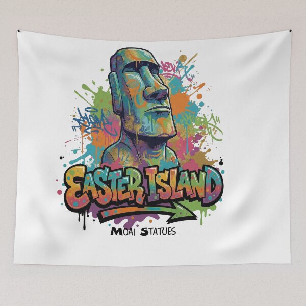 Item preview, Moai – Guardians of Easter Island - Vibrant Graffiti Design designed and sold by Earth Celebration Designs.