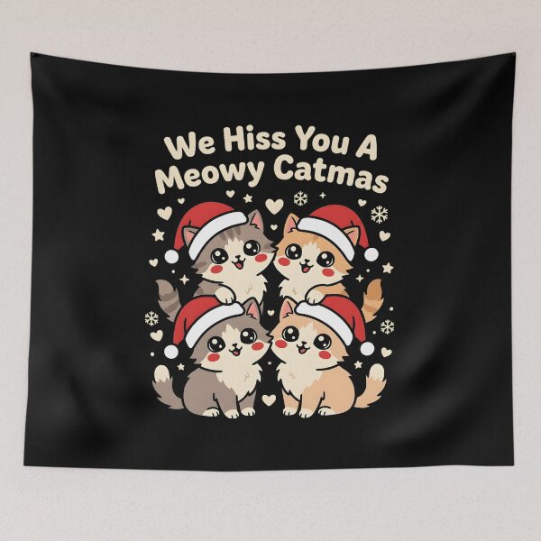 Item preview, Funny Cat Christmas Shirt We Hiss You A Meowy Catmas, festive kitty lover gift, holiday humor graphic tee designed and sold by saloui.