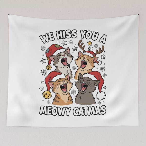 Item preview, Cute Christmas Cat Lover Tee We Hiss You A Meowy Catmas, funny holiday cat gift, meowy catmas graphic tee designed and sold by saloui.