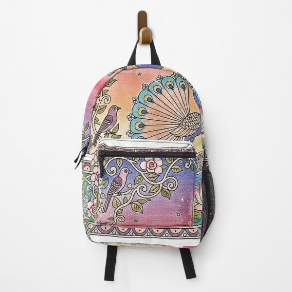 Item preview, Two Peacocks by Lotus River – Pastel Folk Art Design designed and sold by wpsstudio.