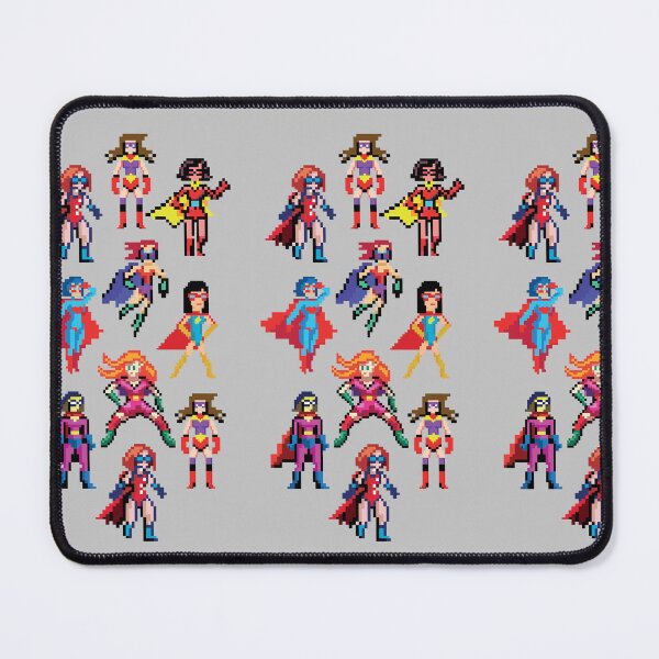 Item preview, Pixel art pattern of female superheroes  designed and sold by WAMTEES.