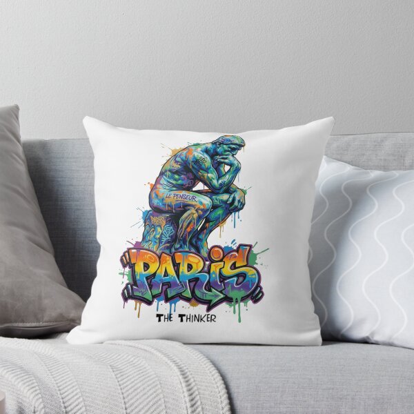 Item preview, The Thinker – Rodin's timeless gesture – Vibrant Graffiti Design designed and sold by Earth Celebration Designs.
