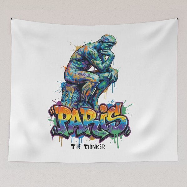 Item preview, The Thinker – Rodin's timeless gesture – Vibrant Graffiti Design designed and sold by Earth Celebration Designs.