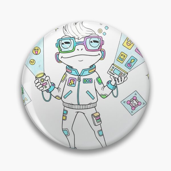 Item preview, Cyber Emoji Frog – Cute Futuristic Tech Mascot designed and sold by SOFT CHAOS CREATURE SHOP.