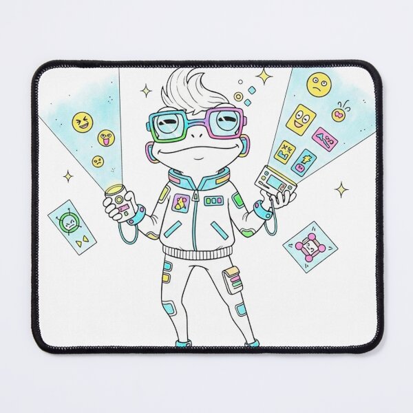 Item preview, Cyber Emoji Frog – Cute Futuristic Tech Mascot designed and sold by SOFT CHAOS CREATURE SHOP.