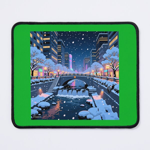 Item preview, Cheonggyecheon Winter Lights – 3D Comic Snowy Night Scene,   designed and sold by PaintMeWorld.
