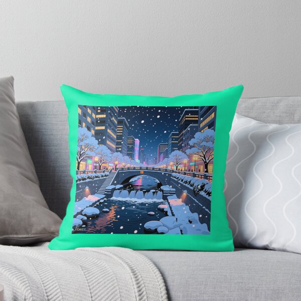 Item preview, Cheonggyecheon Winter Lights – 3D Comic Snowy Night Scene,   designed and sold by PaintMeWorld.