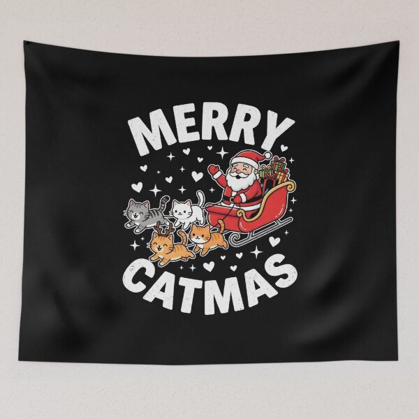 Item preview, Merry Catmas, cute cat lover Christmas gift, festive holiday kitty Santa graphic tee designed and sold by saloui.