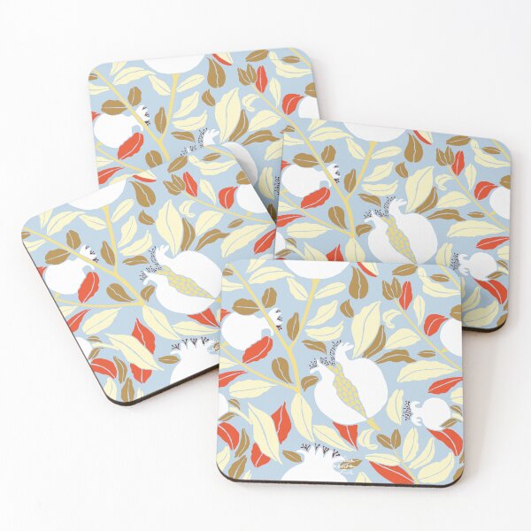 Item preview, White pomegranate on light blue background designed and sold by ValentinaAssenza.