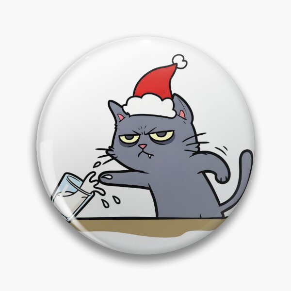 Item preview, Naughty Christmas Cat Spilling Milk - Grumpy Santa Hat Kitty designed and sold by LunattaStore.