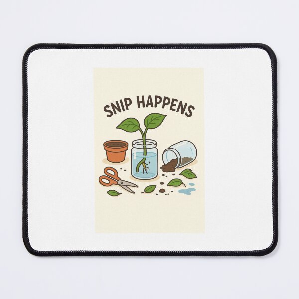 Item preview, Snip Happens – Cute Plant Propagation Cartoon | Funny Houseplant Cutting Design designed and sold by WhimsyByPaul.redbubble.com.