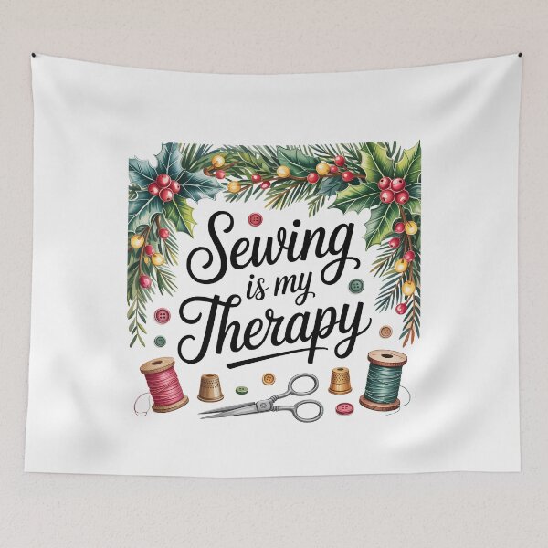 Item preview, Sewing Is My Therapy I Love Sewing with Christmas Theme designed and sold by AleksandraJac05.