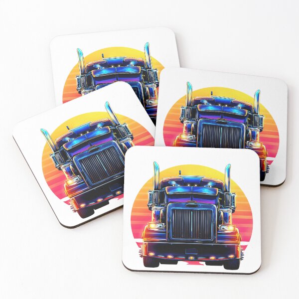 Item preview, Neon Synthwave Semi-Truck Front View designed and sold by DuncanMaxStar .