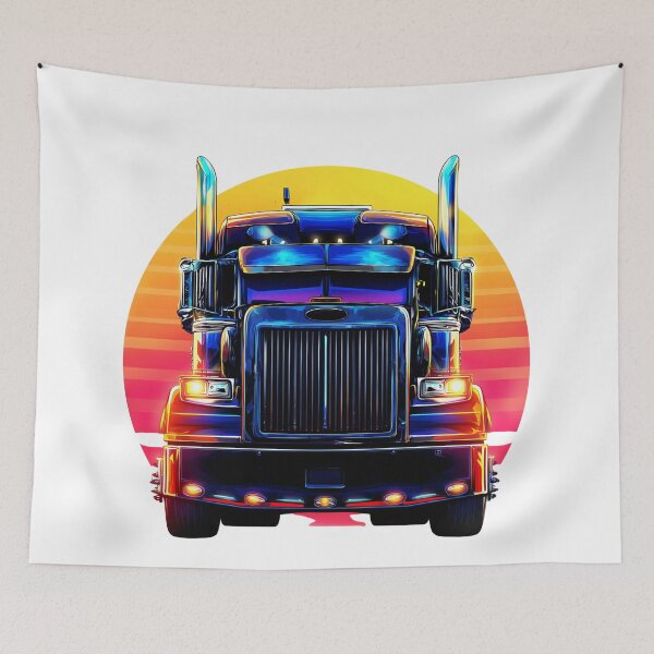 Item preview, Neon Synthwave Semi-Truck Front View designed and sold by DuncanMaxStar .