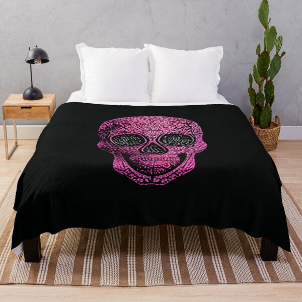 Item preview, Neon pink skull on black background designed and sold by WAMTEES.