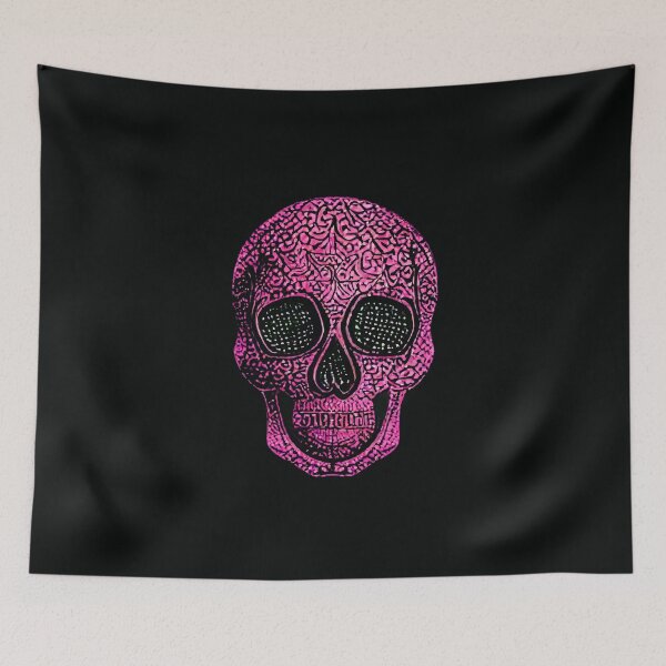 Item preview, Neon pink skull on black background designed and sold by WAMTEES.