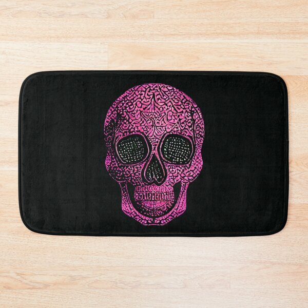 Item preview, Neon pink skull on black background designed and sold by WAMTEES.