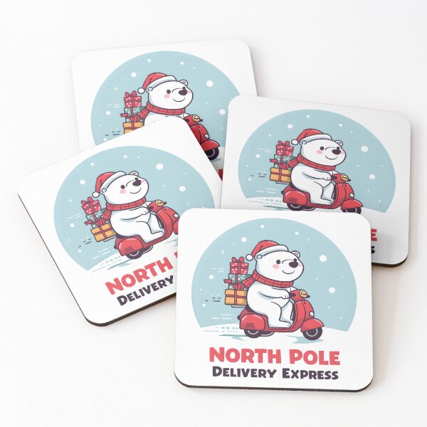 Item preview, North Pole Delivery Express – Cute Polar Bear Gift Delivery Scooter Art designed and sold by gavinroyal.