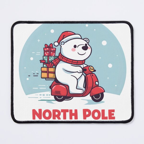 Item preview, North Pole Delivery Express – Cute Polar Bear Gift Delivery Scooter Art designed and sold by gavinroyal.