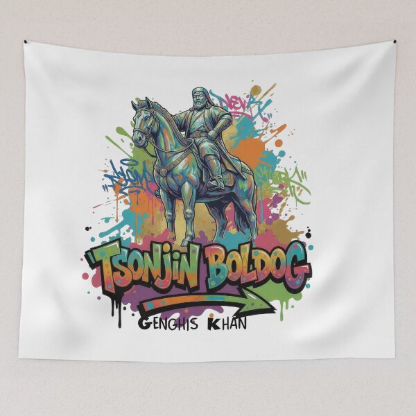 Item preview, Genghis Khan – Rider of the Endless Steppe Wind - Vibrant Graffiti Design designed and sold by Earth Celebration Designs.
