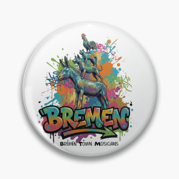 Item preview, Bremen Town Musicians – Fairy Tale in Bronze – Vibrant Graffiti Design designed and sold by Earth Celebration Designs.