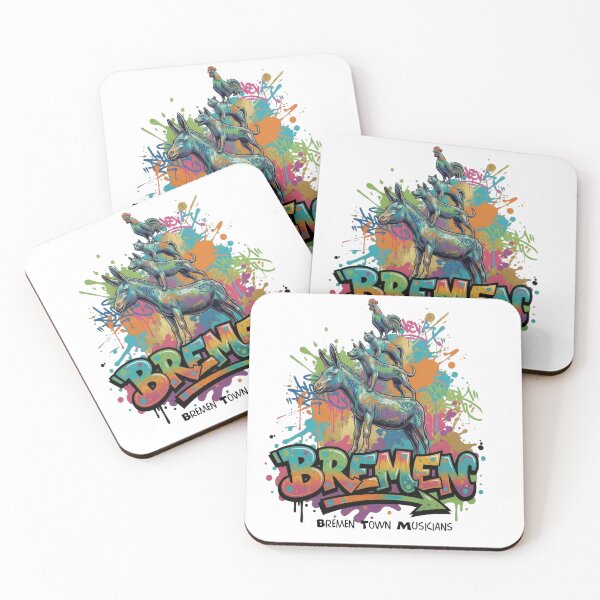 Item preview, Bremen Town Musicians – Fairy Tale in Bronze – Vibrant Graffiti Design designed and sold by Earth Celebration Designs.
