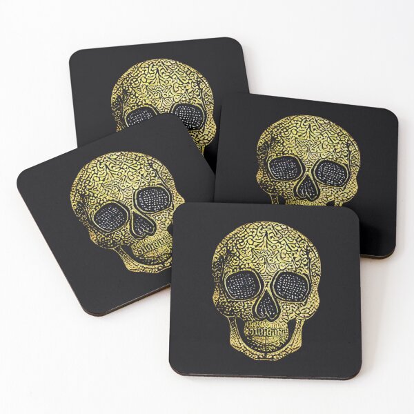 Item preview, Gold skull on black background designed and sold by WAMTEES.