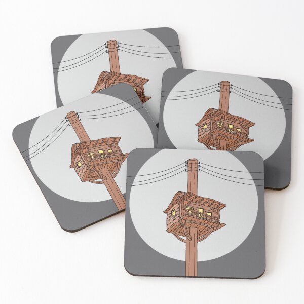 Item preview, Wooden_Treehouse_on_a_Power_Pole_Illustration designed and sold by MeowTouch Art.