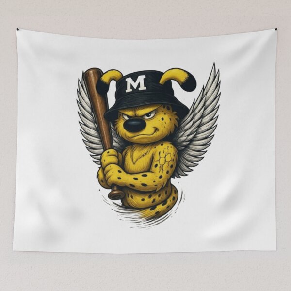 Item preview, Marsupilami Angel Street Art – Cool Urban Winged Character with Baseball Bat designed and sold by MarsupilamiFans.