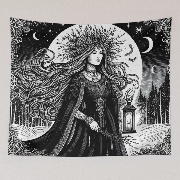Item preview, Pagan Winter Goddess – Dark Mystic Illustration designed and sold by Roberta Calabrese.