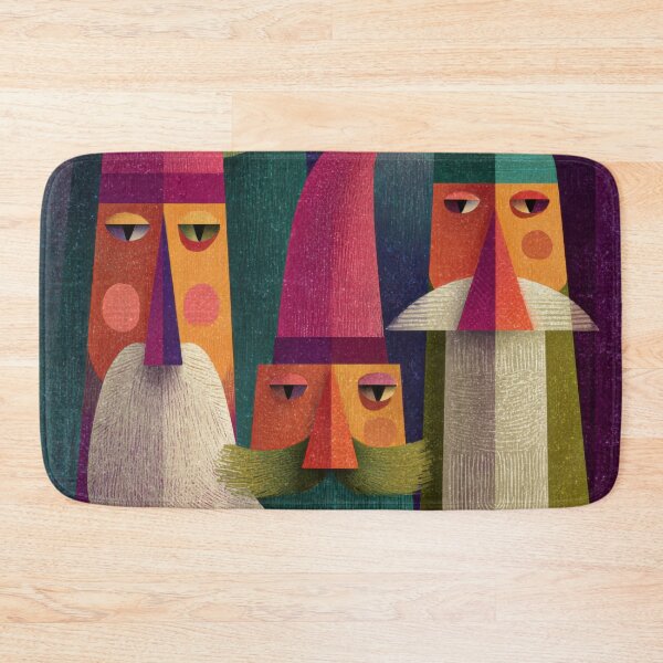 Item preview, Quirky Abstract Santa Faces with Colorful Textured Beards – Modern Christmas Art designed and sold by dawnleblanc55.