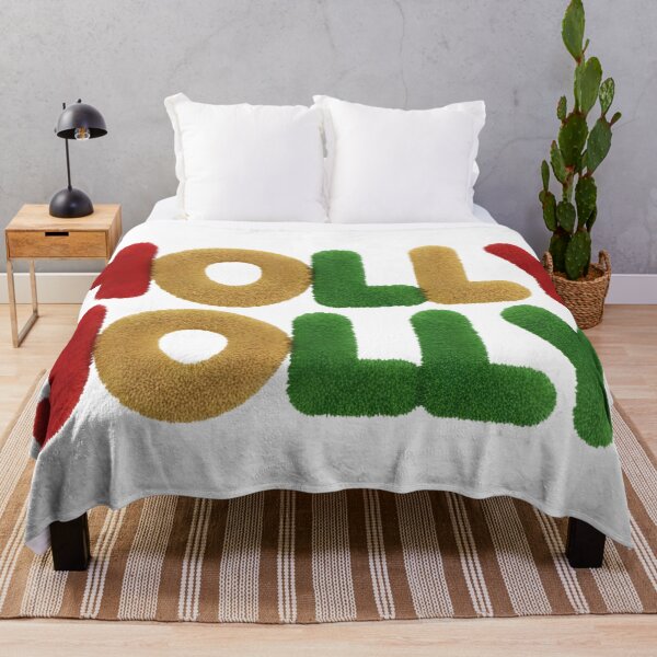 Item preview, Holly Jolly Fuzzy Christmas Text Art | Festive Red Green Gold Plush Typography designed and sold by VibranPalette.