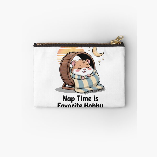 Item preview, A cartoon hamster sleeping on a running wheel with the phrase Nap time is a favorite pastime designed and sold by Pawmoods.