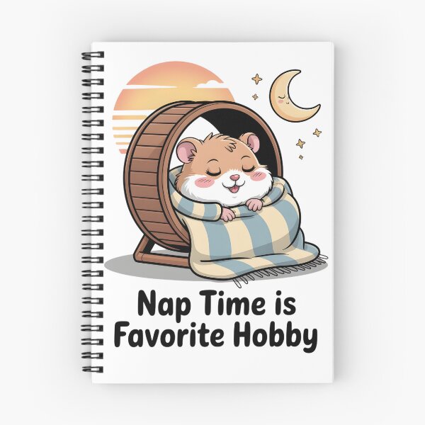 Item preview, A cartoon hamster sleeping on a running wheel with the phrase Nap time is a favorite pastime designed and sold by Pawmoods.