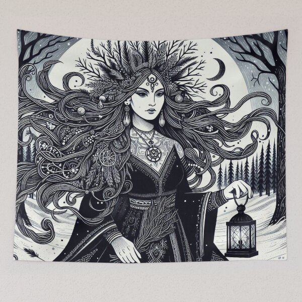 Item preview, Pagan Winter Goddess – Dark Mystic Illustration designed and sold by Roberta Calabrese.