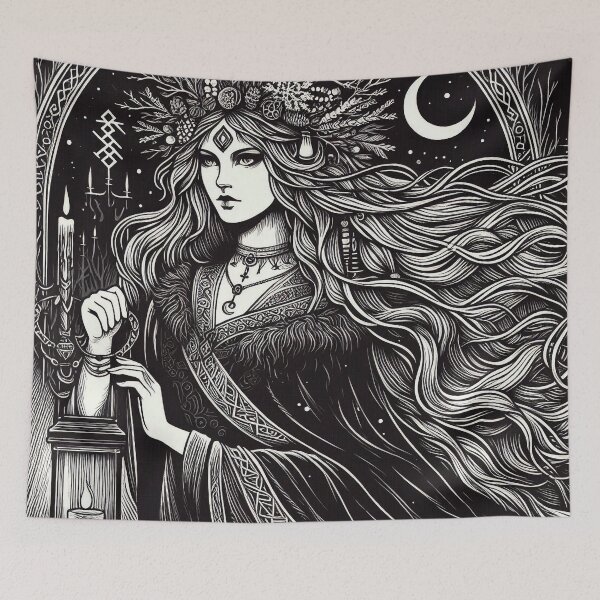 Item preview, Pagan Winter Goddess – Dark Mystic Illustration designed and sold by Roberta Calabrese.