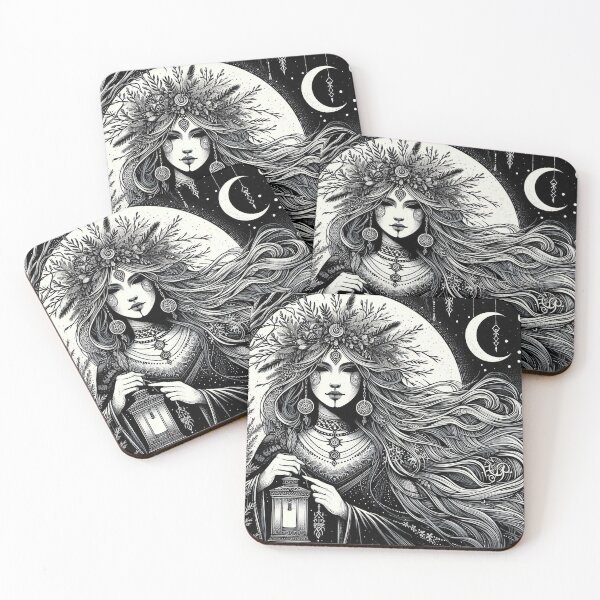 Item preview, Pagan Winter Goddess – Dark Mystic Illustration designed and sold by Roberta Calabrese.