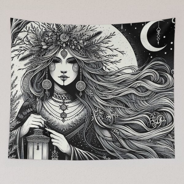 Item preview, Pagan Winter Goddess – Dark Mystic Illustration designed and sold by Roberta Calabrese.