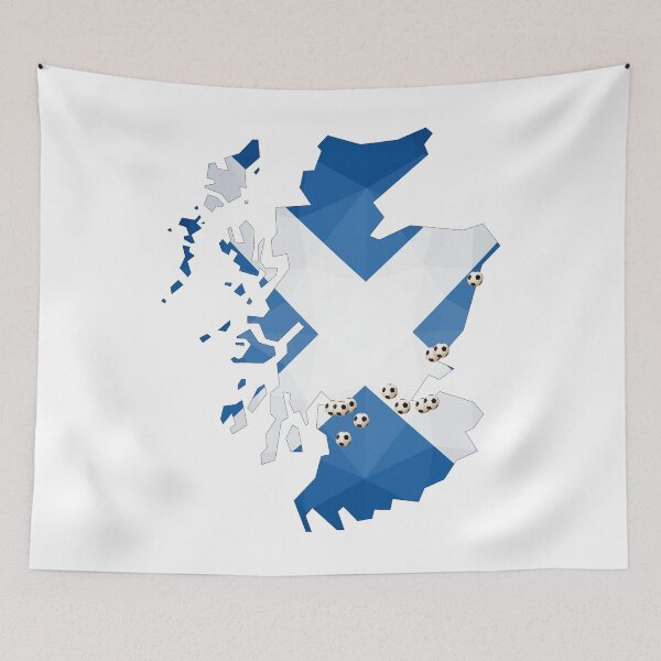 Item preview, Scotland Football Map with Saltire Flag - Scottish Soccer Heritage designed and sold by Loom on the Loch.