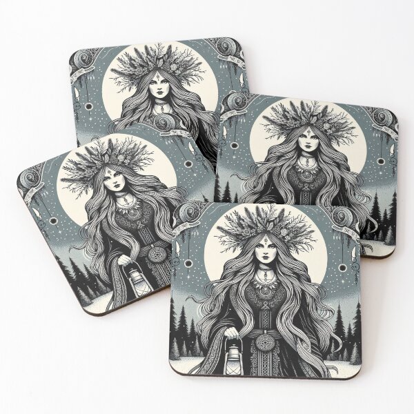 Item preview, Frostbound Priestess – Gothic Pagan Winter Art designed and sold by Roberta Calabrese.