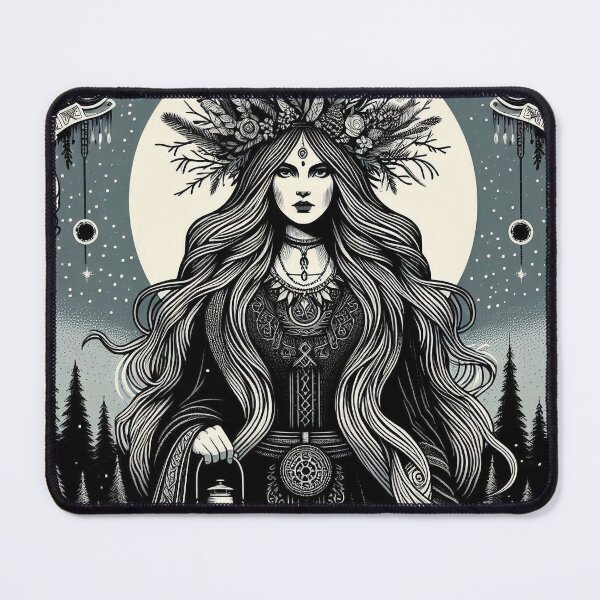 Item preview, Frostbound Priestess – Gothic Pagan Winter Art designed and sold by Roberta Calabrese.