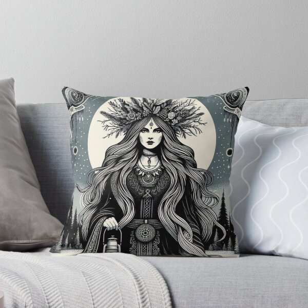 Item preview, Frostbound Priestess – Gothic Pagan Winter Art designed and sold by Roberta Calabrese.