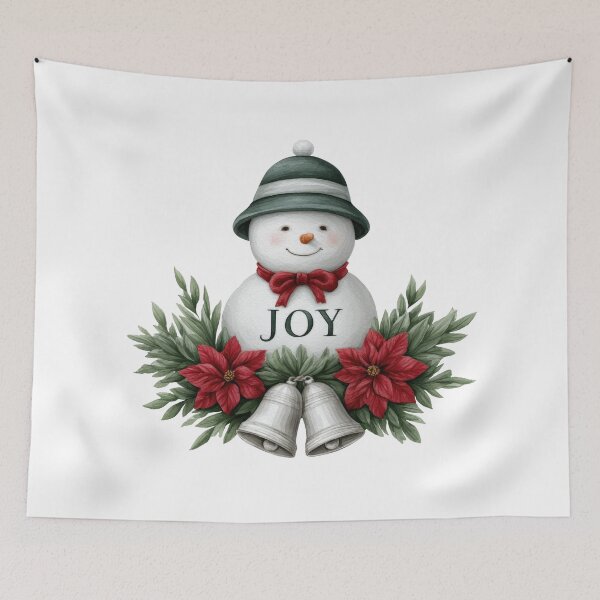 Item preview, Snowman Christmas wreath with bells and poinsettias designed and sold by olenapetol.